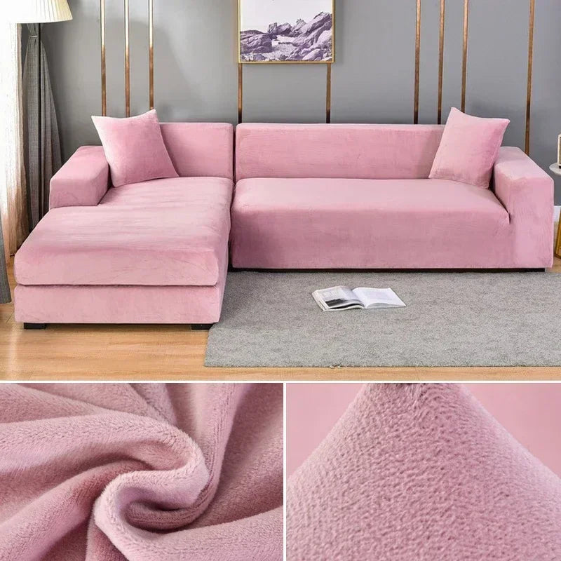 Samt-Sofabezug, dick, elastisch, 1/2/3/4-Sitzer-Sofabezug für Wohnzimmer, Samt-Plüsch, L-förmiger Ecksofa-Couchbezug