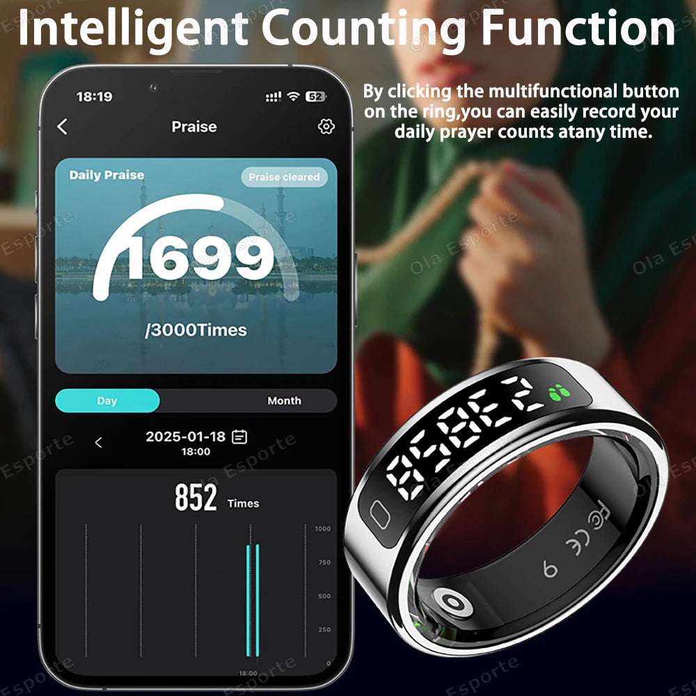 Neue R11 Smart Ring Männer Frauen LED Display Bildschirm Herzfrequenz Blut Sauerstoff Überwachung Wasserdichte Multi Sport Modi Smartrings 2025