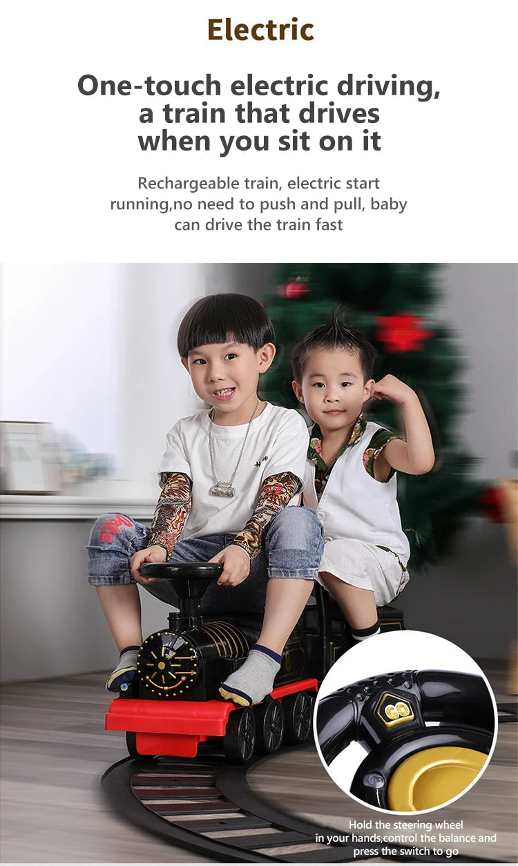 Kinder Zug Reiten Spielzeug Ailway Klassische Elektrische Modell Kann EINE Kleine Zug Schiene Auto Kinder Baby Walker Kinderwagen Spielzeug Jungen