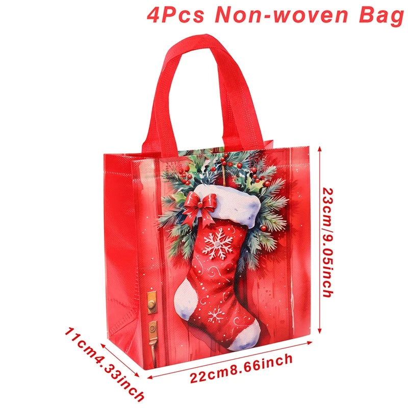 4 stücke Weihnachten Geschenk Taschen Weihnachten Party Dekoration Kinder Gefälligkeiten 2025 Weihnachten Santa Claus Handtaschen Navidad Natal Neue Jahr geschenk 2026