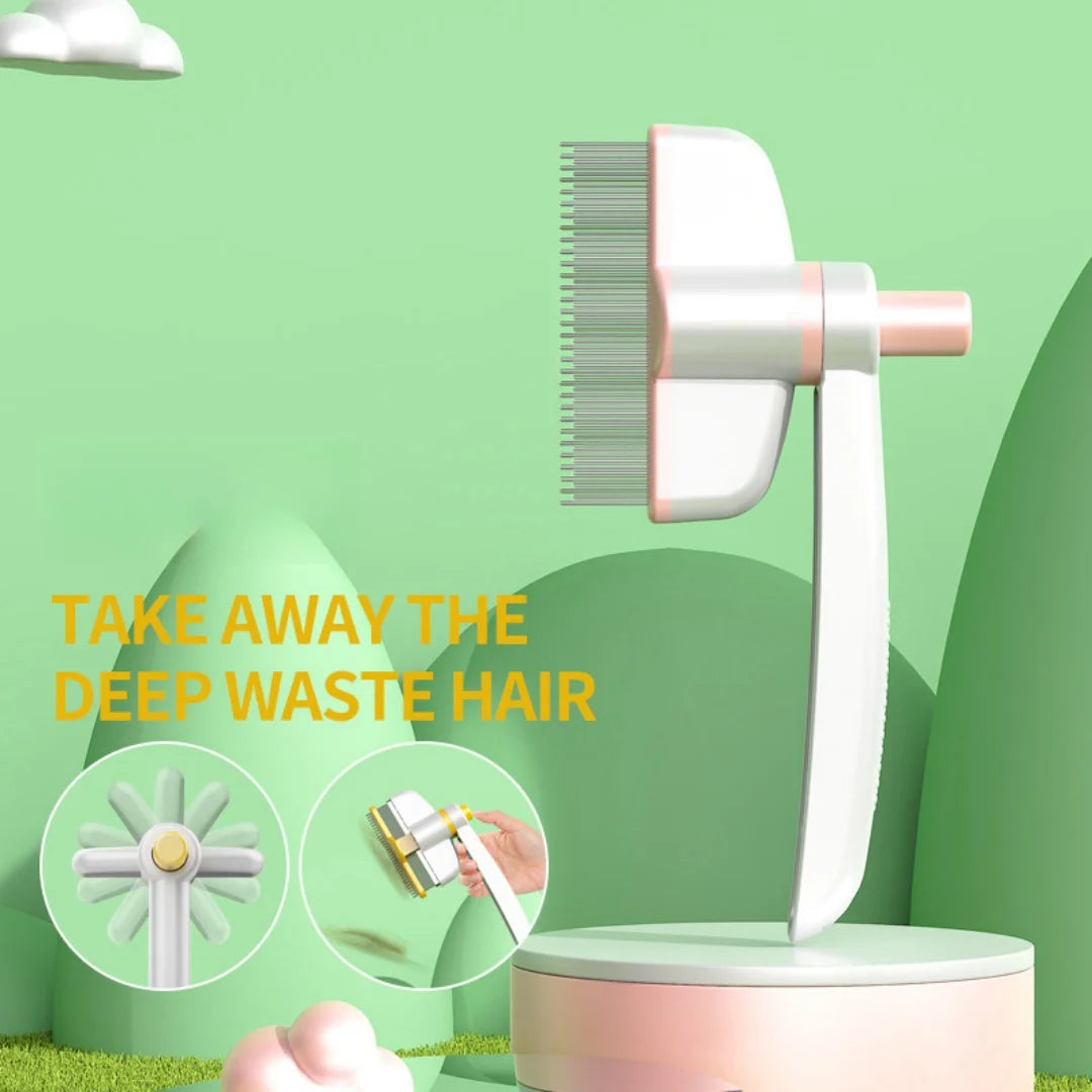 Pflegekamm für Haustiere – Haarkamm für Hunde |   Rotationsdesign Haustier-Ösenkamm mit Entriegelungstaste