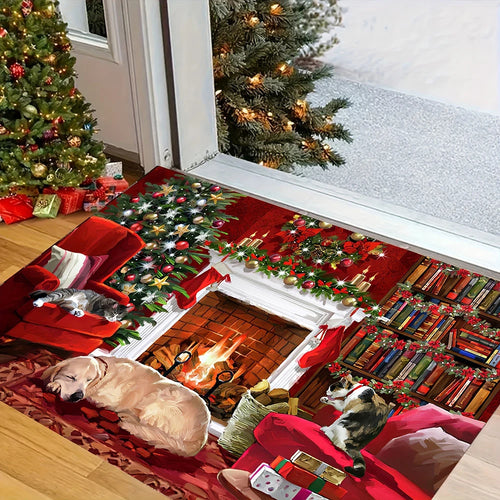 1 Stück Weihnachtsdekoration Fußmatte, Willkommensmatte für die hintere Vordertür im Innen- und Außenbereich, Winter-Fußmatte.