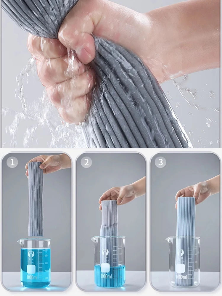 Gepresster selbstentleerender Gummi-Baumwollmopp, freihändiger magischer selbstreinigender Flachmopp, wiederverwendbarer Schwamm, Haushalts-Bodenreinigungswerkzeug