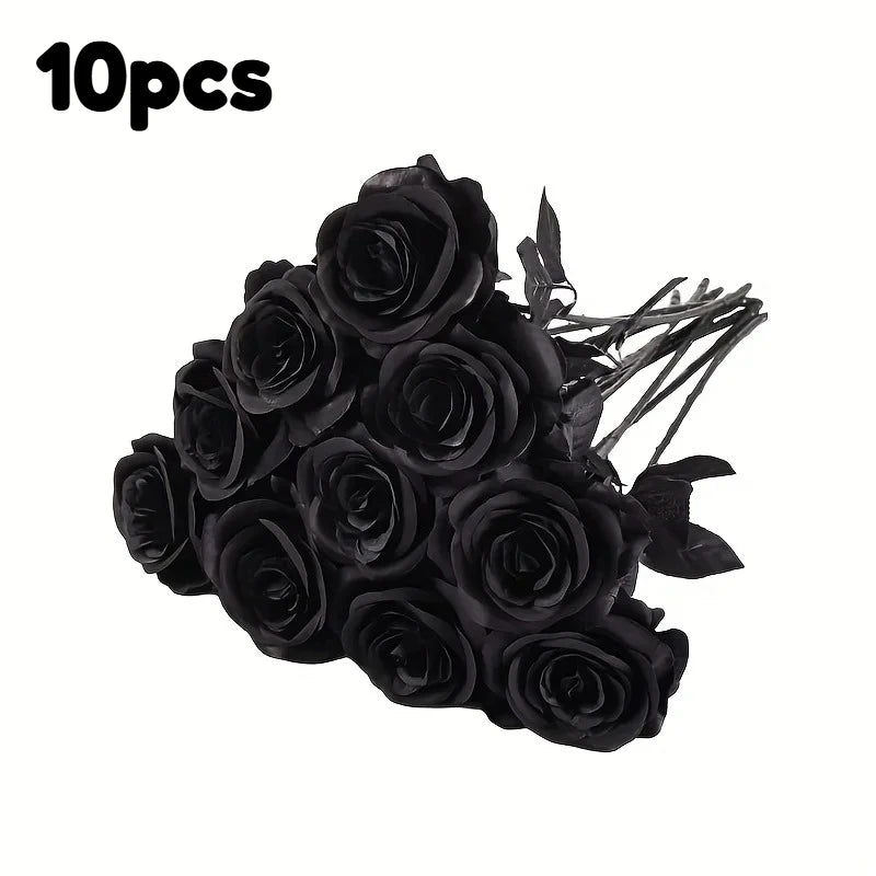 Künstliche Schwarze Rosen – Langer Stiel, Tischdeko | 5 oder 10 Stück