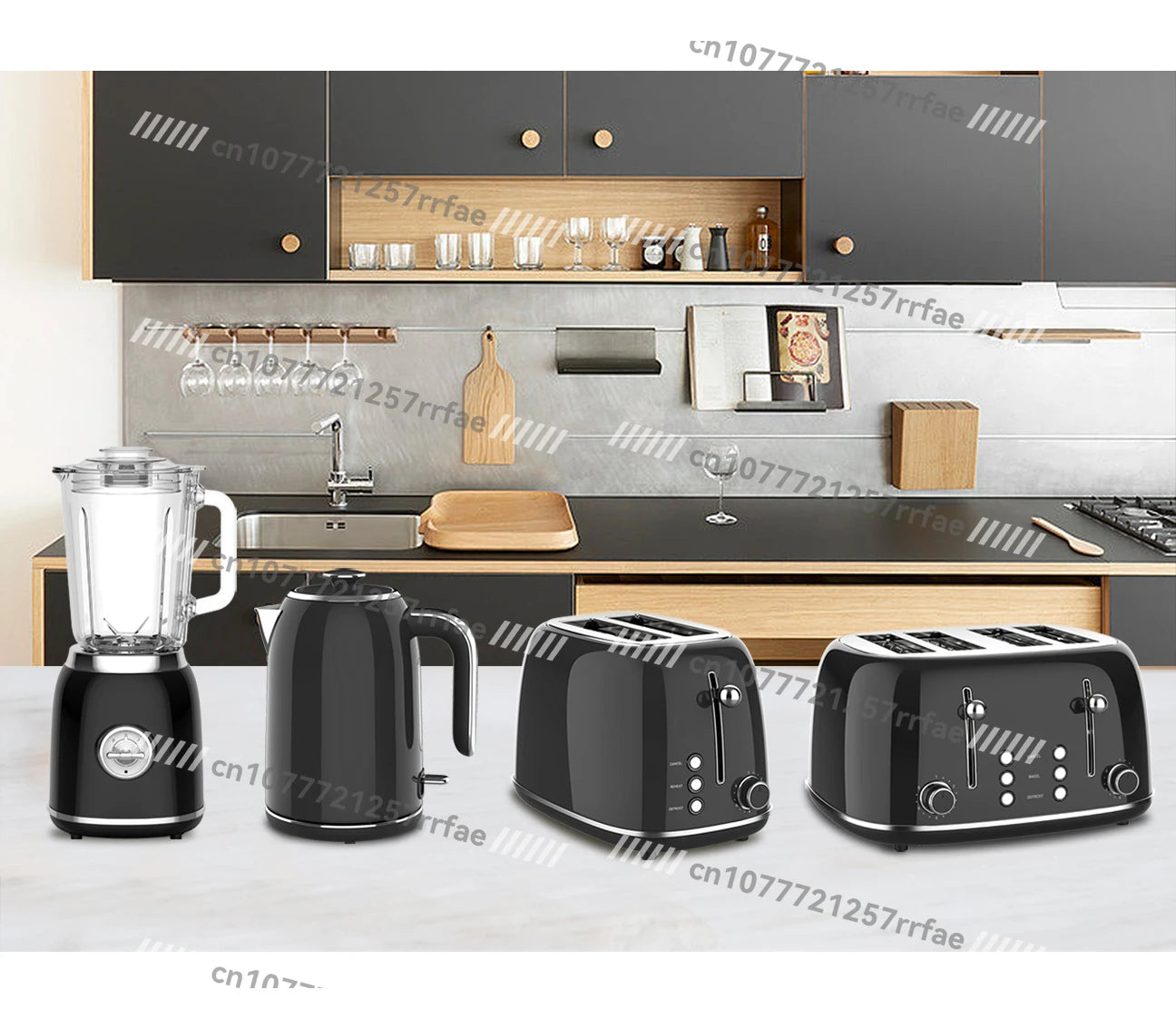 Kaffeemaschine Haushaltsgeräte Set Retro Toaster Edelstahl Elektrische Kaffeemaschine und Toaster Set
