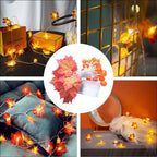 Halloween LED-Lichterkette Kürbis & Ahornblatt – Warmweiß, IP45, 1,5m / 3m / 6m