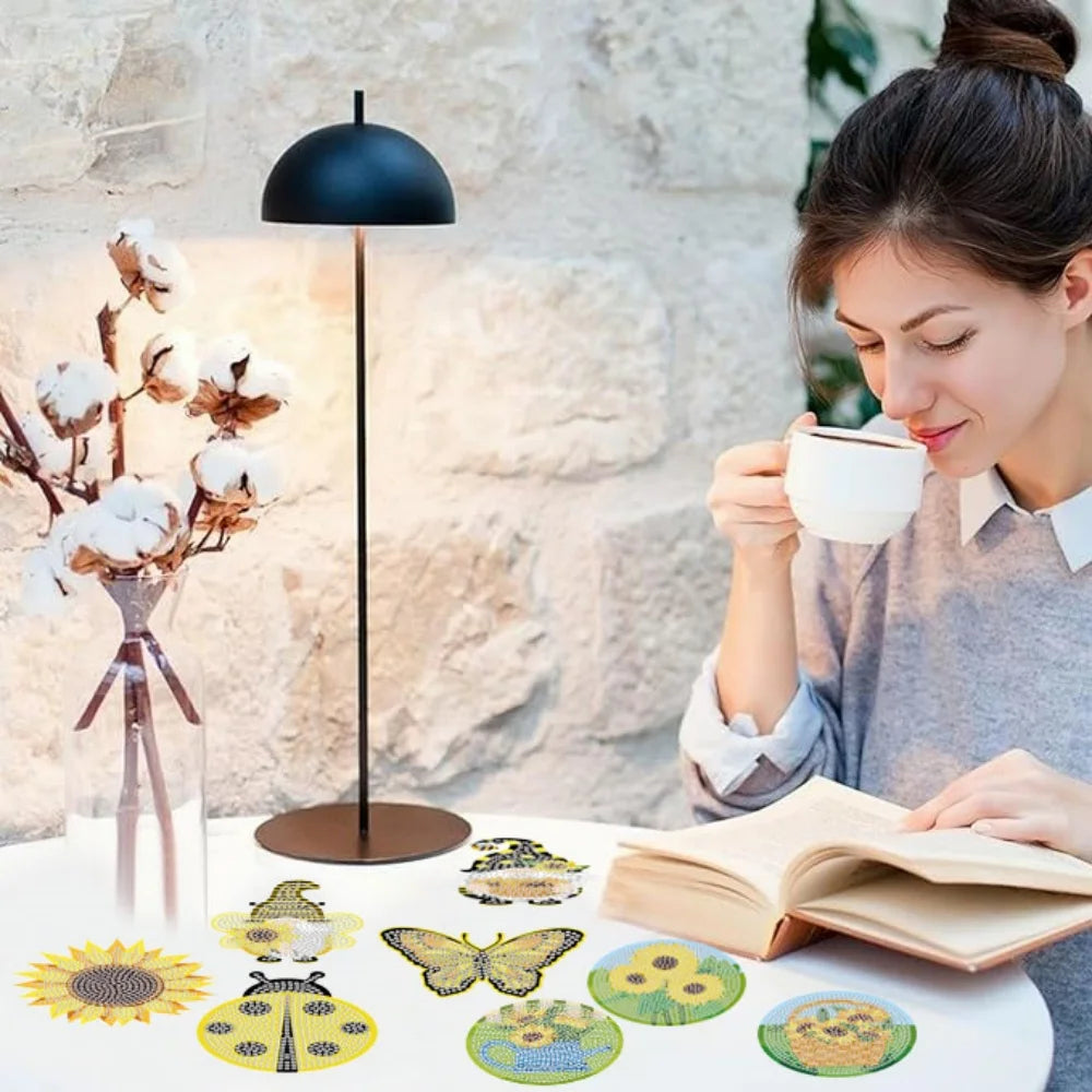 8-teiliges DIY-Diamant-Malerei-Kunstset mit Weihnachtsmotiv, Handwerkskunst, rutschfeste Untersetzer aus Holz ohne Klammern