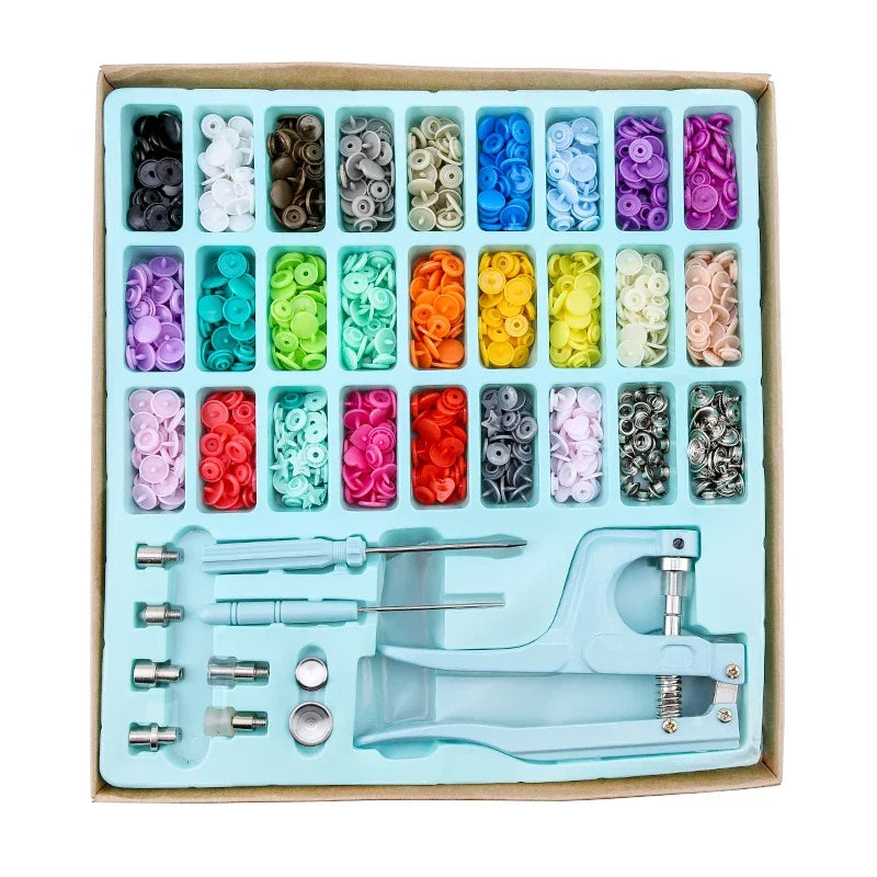 Druckknopf-Set 270 Stück T5 Kunststoff – inkl. Zange | DIY Nähset für Kleidung & Basteln