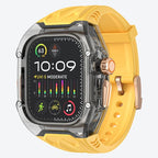 Luxuriöses Modifikations-Mod-Kit für Apple Watch Band-Gehäuse 8 7 45 mm, transparente Lünette, TPU-Armband für IWatch SE 6 5 4 44 mm