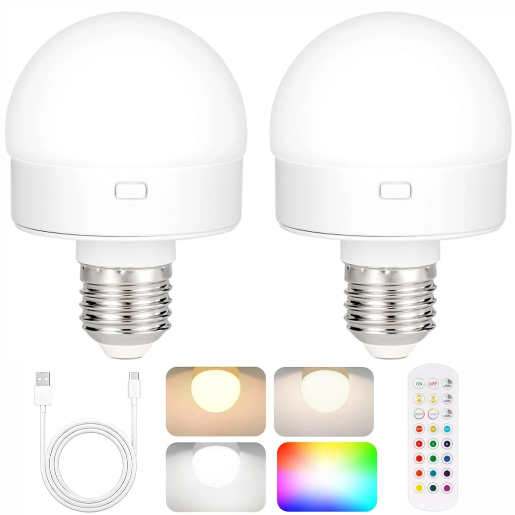 Ampoules LED rechargeables, télécommande, fonctionne sur piles, avec minuterie, intensité variable, 3 températures de couleur