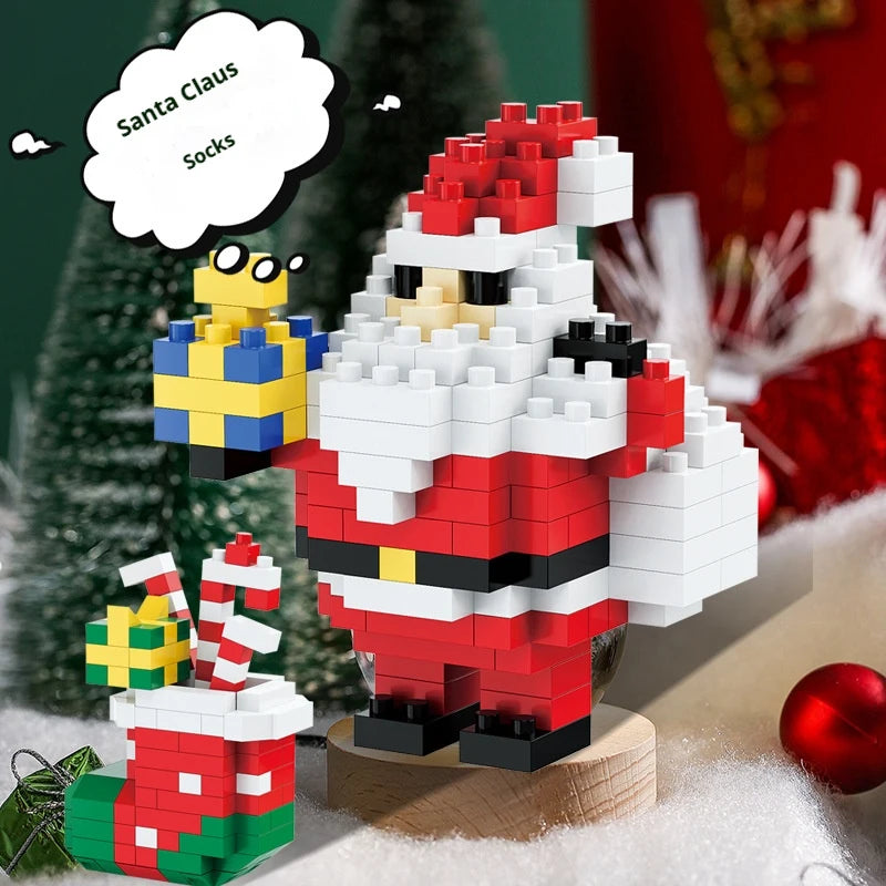 Weihnachtsgeschenke Micro Baustein DIY Domino Spiel Weihnachtsmann Rentier Urlaub Puzzle Montage Ziegel Tischdekoration Spielzeug