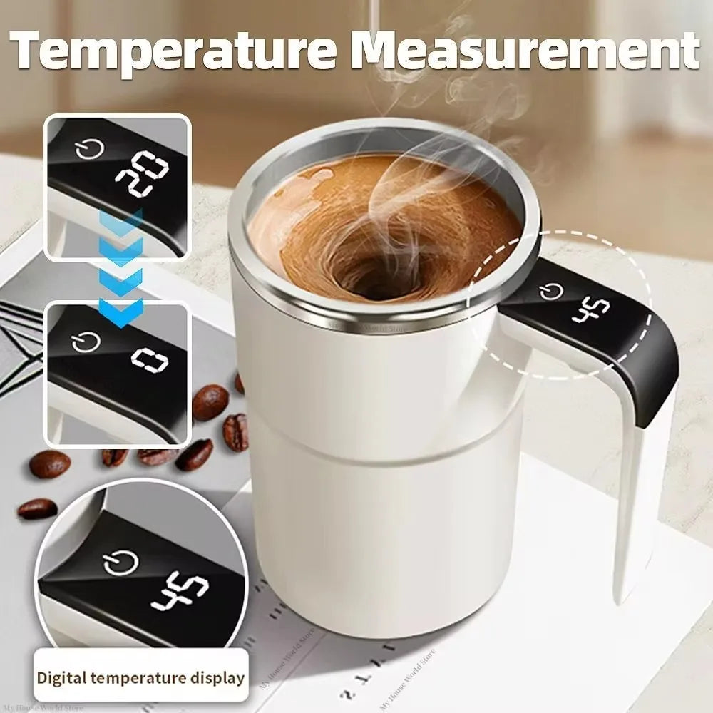 380ML Mini Elektrische Kaffeetasse Rotierenden Mixer Mit Abdeckung Automatische Mischbecher Wärmer LED Temperatur Display