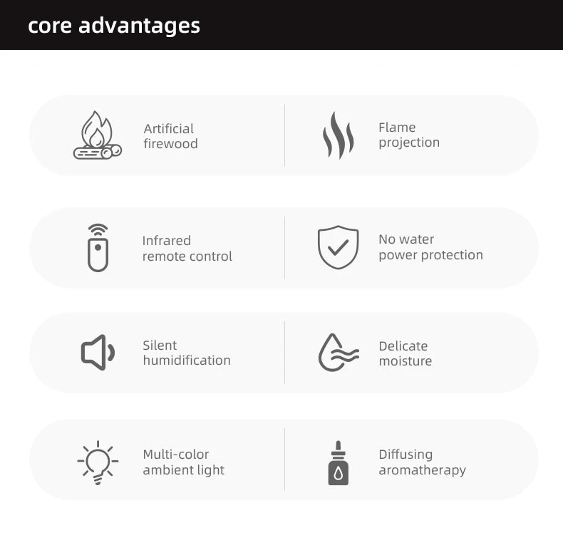 Kamin-Aroma-Diffusor für ätherische Öle, bunter Flammen-Luftbefeuchter mit Timer-Fernbedienung für Zuhause, Schlafzimmer, Büro, Festival, Geschenke