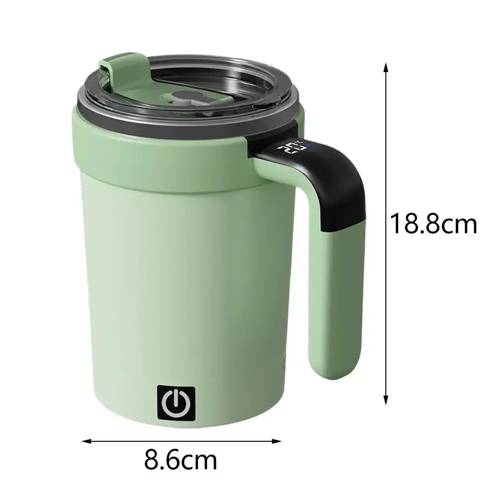 Elektrischer Selbstrühr-Becher 380 ml – USB-Akku, Edelstahl, Temperaturanzeige