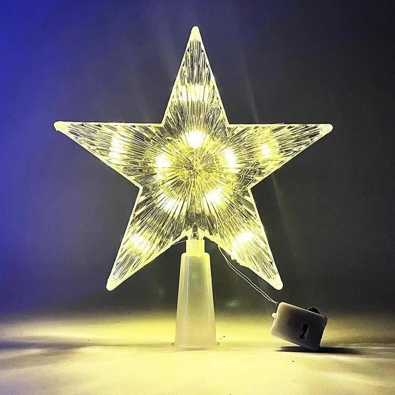 15 cm Weihnachten Leuchtende Baum Topper fünfzackigen Stern Transparente LED Glänzende Lampe Weihnachten Bunte TopStar Ornamente Navidad decora