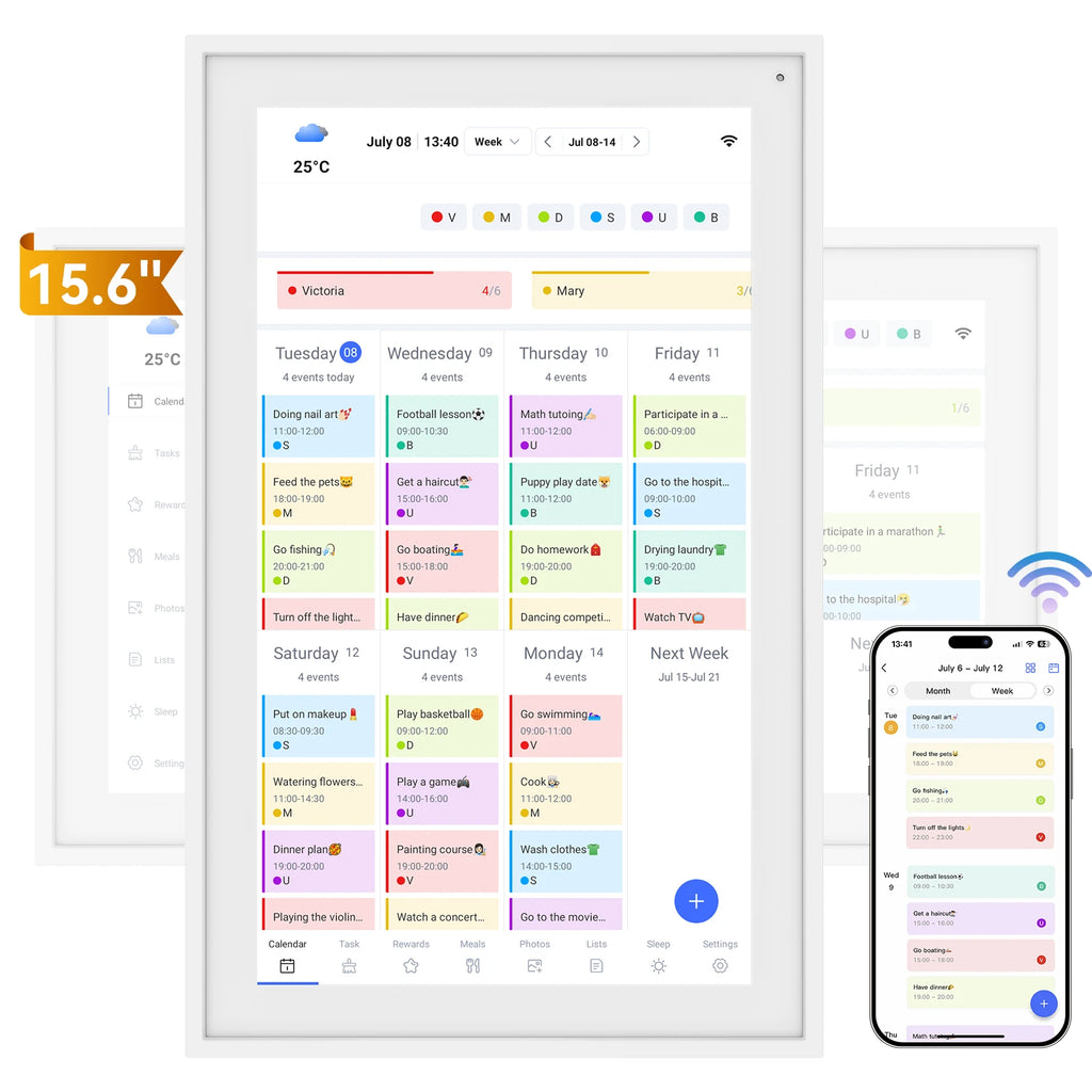 TABWEE P15 15,6 Zoll digitaler Kalender mit Aufgabenplan, intelligenter elektronischer Wand-Touchscreen-Kalender für interaktive Familienpläne,