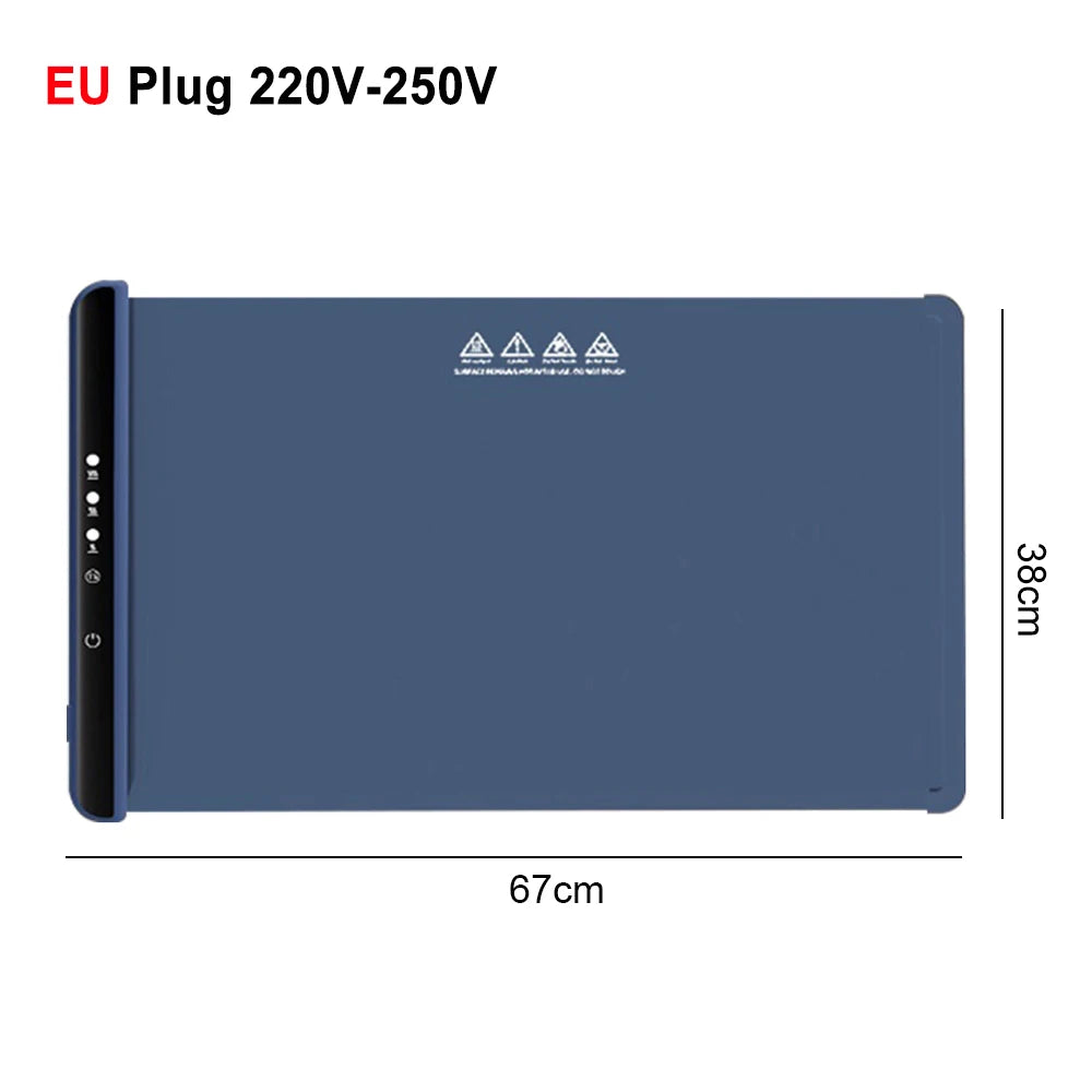 Elektrisches Wärmtablett, Speisenwärmerplatte, faltbar, tragbar, Smart Food, schnelle Erwärmematte, elektrisches Wärmtablett mit 3-Temp-Einstellung