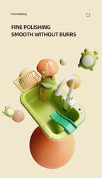 CONUSEA Kinder-Küchen-Spielset – Spülbecken mit elektrischem Wasserhahn, Zubehör, CE, ab 3 J.