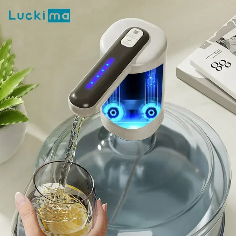 Doppelte Pumpen, leistungsstarker automatischer Wasserspender, tragbare Wasser-Gallonen-Flaschenschalterpumpe, USB-Aufladung für Zuhause, Küche, Büro