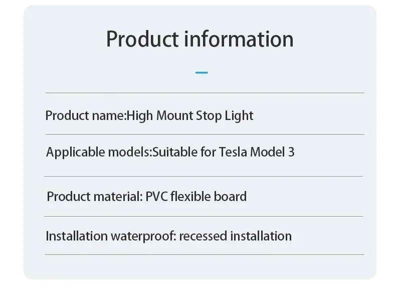 Neu 1 Stück Auto-Aufkleber für Tesla Model 3 Y, Rücklicht-Aufkleber, hochmontiertes Bremslicht, Projektionsbrett, oberes Rücklicht, Emblem-Aufkleber