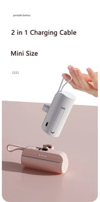 5000 mAh Kapsel Mini Power Bank für iPhone 14 Samsung Huawei Xiaomi Tragbares Ladegerät Powerbank mit Telefonhalter Ersatzakku