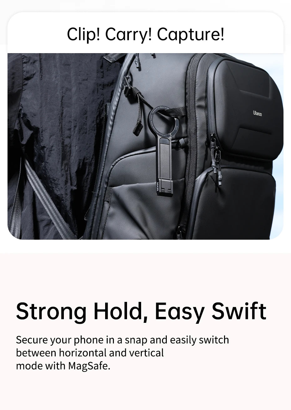 Ulanzi MA30 Magsafe Telefonstativ, doppelseitiger magnetischer Telefonhalter, Telefonständer für iPhone 16, 15, Outdoor-Reisen, Vlog, Live-Streaming