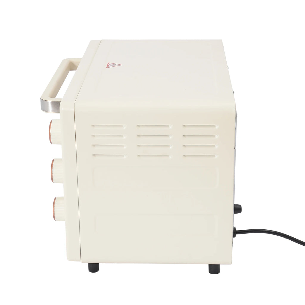 22-Liter-Miniofen kompakt mit Pizza-Funktion und Sichtfenster, 120 ° C bis 250 ° C, 60-Minuten-Timer, 1000 Watt, in Weiß