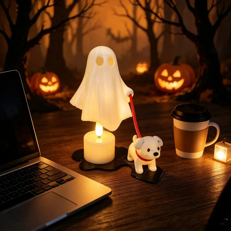 Halloween-Dekofigur mit Geist und Hund