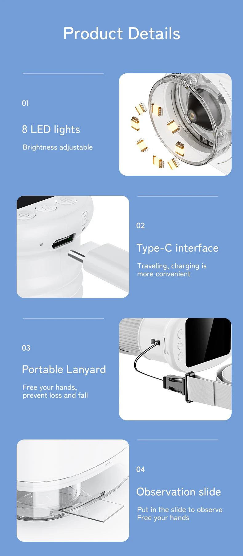 1000X Handmikroskop für Kinder, 2,0-Zoll-Bildschirm, wiederaufladbar, Mini-Taschen-Digitalmikroskope, tragbar, Edu-Geschenk, Kinder, Studenten