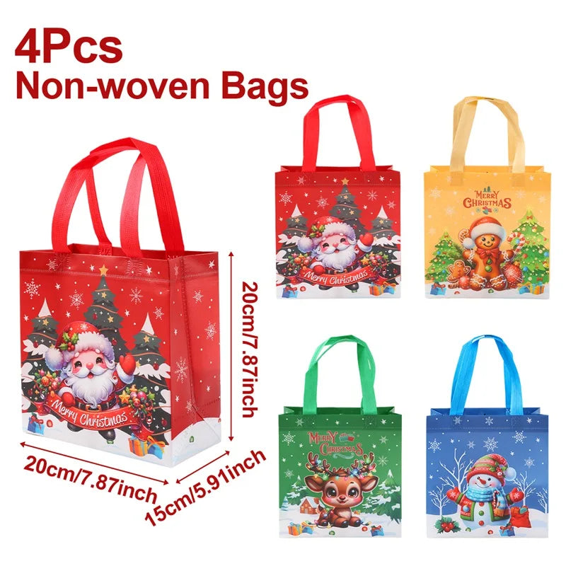 4 stücke Weihnachten Geschenk Taschen Weihnachten Party Dekoration Kinder Gefälligkeiten 2025 Weihnachten Santa Claus Handtaschen Navidad Natal Neue Jahr geschenk 2026