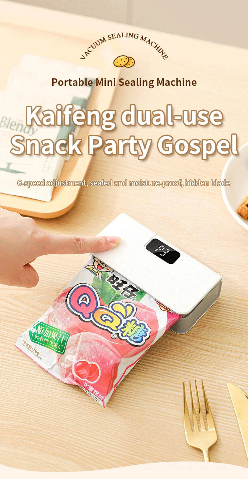 Mini-Wärmebeutel-Versiegelungsmaschine, Versiegelungsmaschine für Plastiktüten, wiederaufladbar, für Lebensmittelverpackungen, Heißsiegelgerät, tragbares Thermo-Beutelversiegelungsgerät