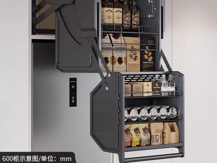 Hängeschrank, Hebekorb, Küchenschrank, Hochschrank, Kühlschrank, Ofen, Snacks Gewürzkorb, Vertiefung Lagerregal
