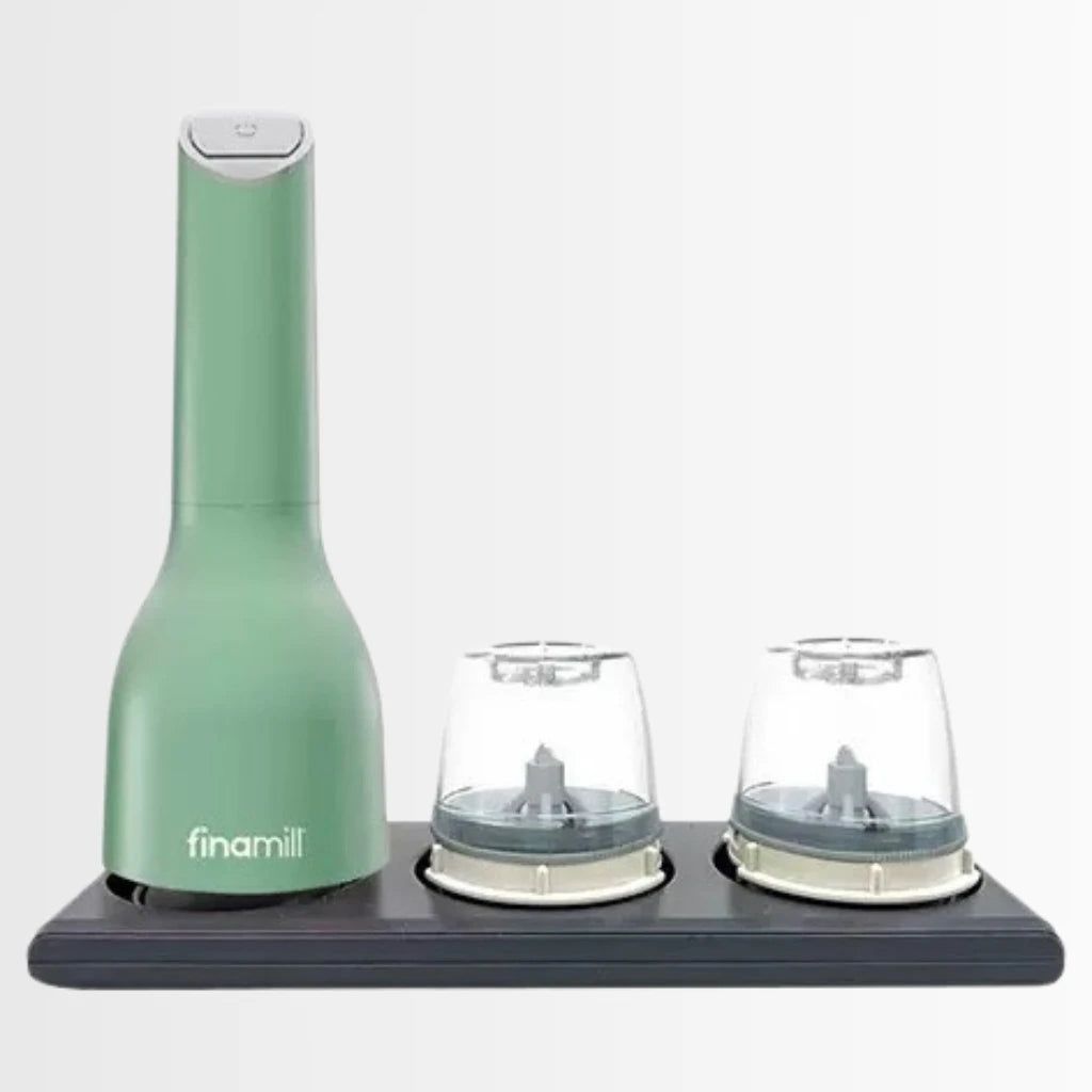 Elektrische Pfeffermühle von Finamill, batteriebetrieben, einhändig, automatische Salz- und Gewürzmühle für Küche, Zuhause