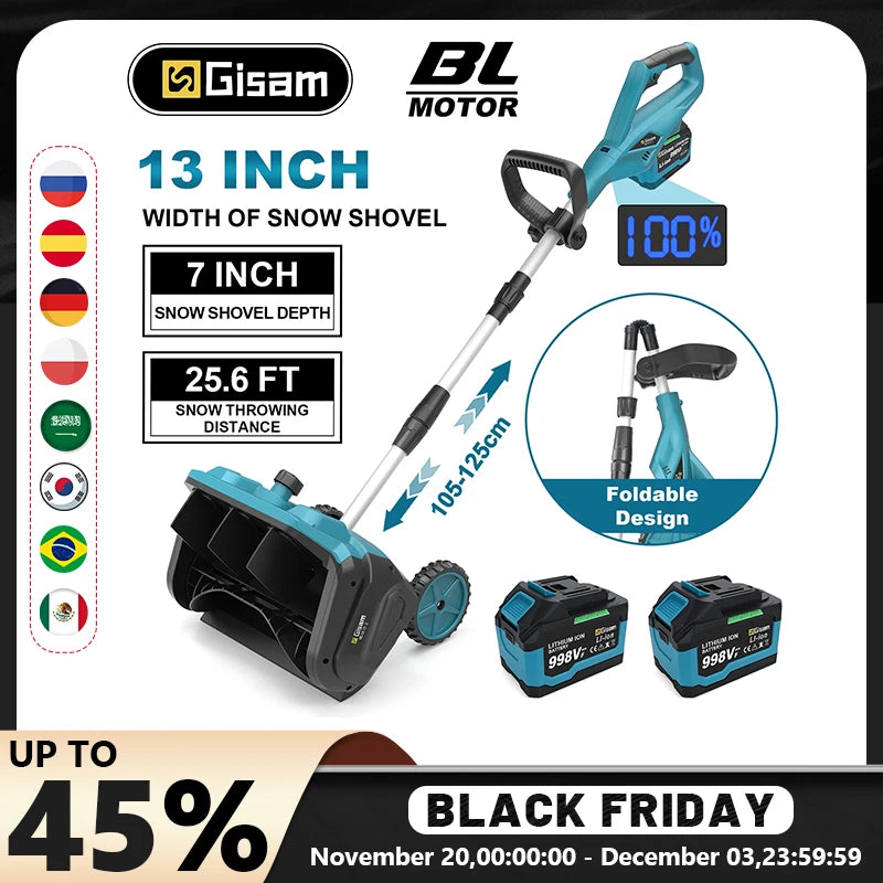 G perfil 13 Zoll bürstenloser elektrischer Schneepflug Schneekehrmaschine Akku-Sauberes Straßenhof-Elektrowerkzeug für Makita 18 V Akku-Pin