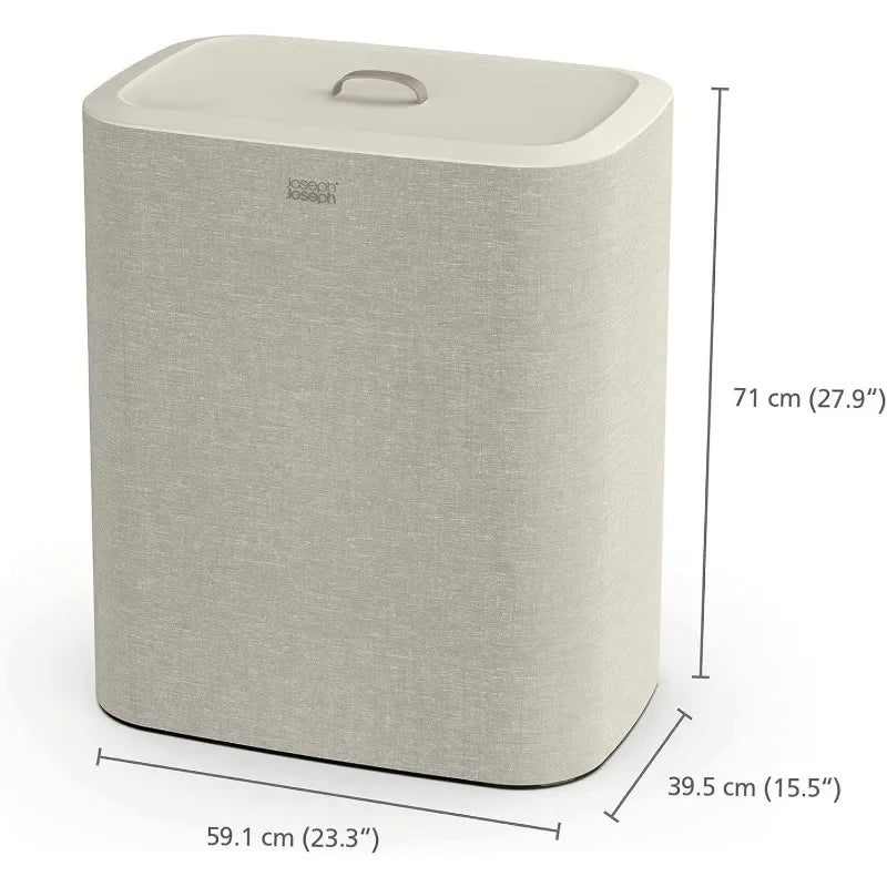 Für Tota – Trio 90 Liter Wäschekorb-Trennkorb mit Deckel, 3 abnehmbare Waschbeutel mit Griffen