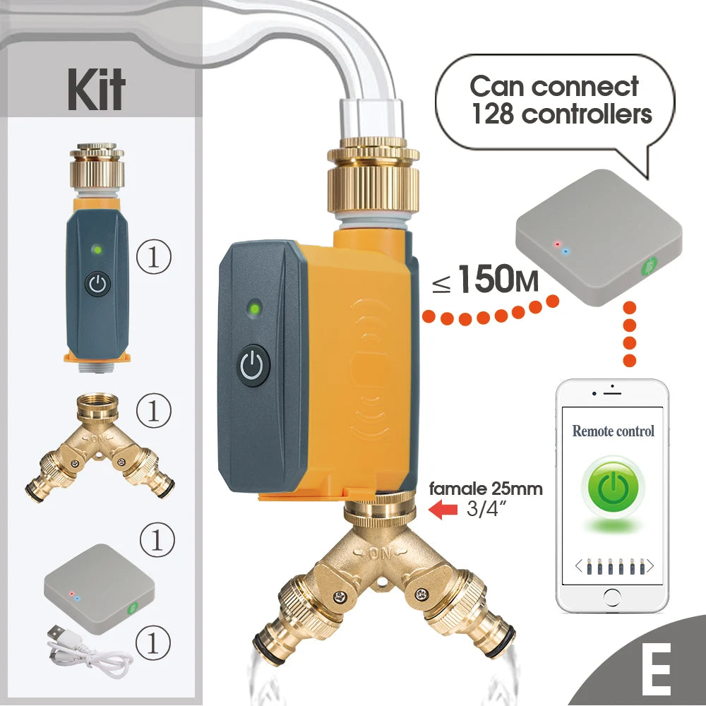Messing-Anschlüsse Zigbee Smart Valve Intelligenter automatischer Wifi-Garten-Wasser-Timer für Sprinkler-Schlauch-Hahn-Tropfbewässerungssystem-Controller-Telefon-Fernbedienung