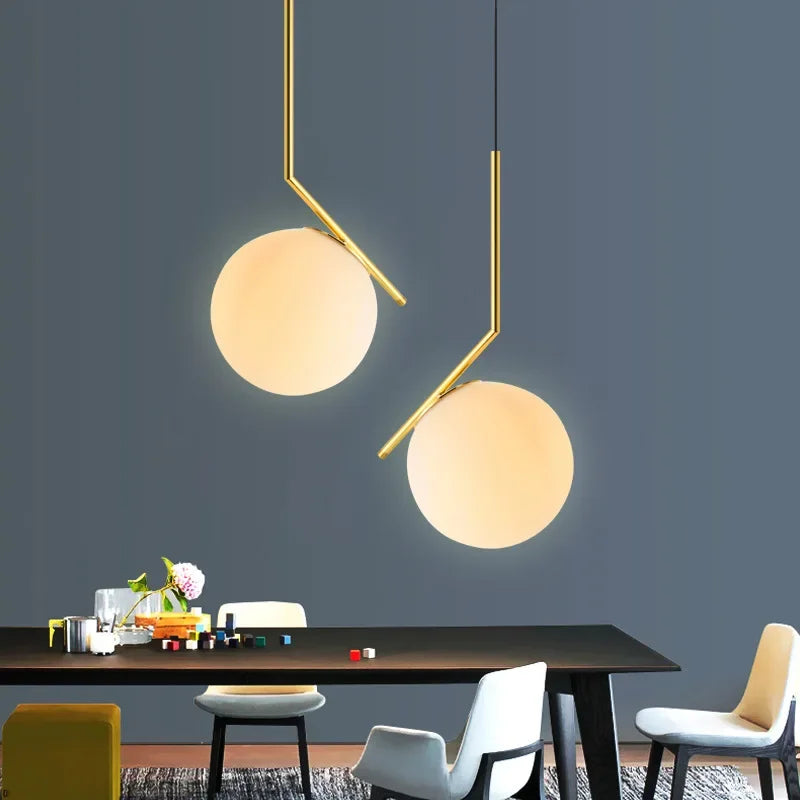 Moderne Led Hängen Lampe Minimalismus Metall Anhänger Lichter Glas Runde Glas Ball Nacht Beleuchtung Wohnzimmer Küche Nordic Deco