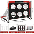 Pop-Up Fußballtor mit Zielscheibe – 122×91cm, faltbar, tragbar, Schwarz/Rot, für Kinder & Garten