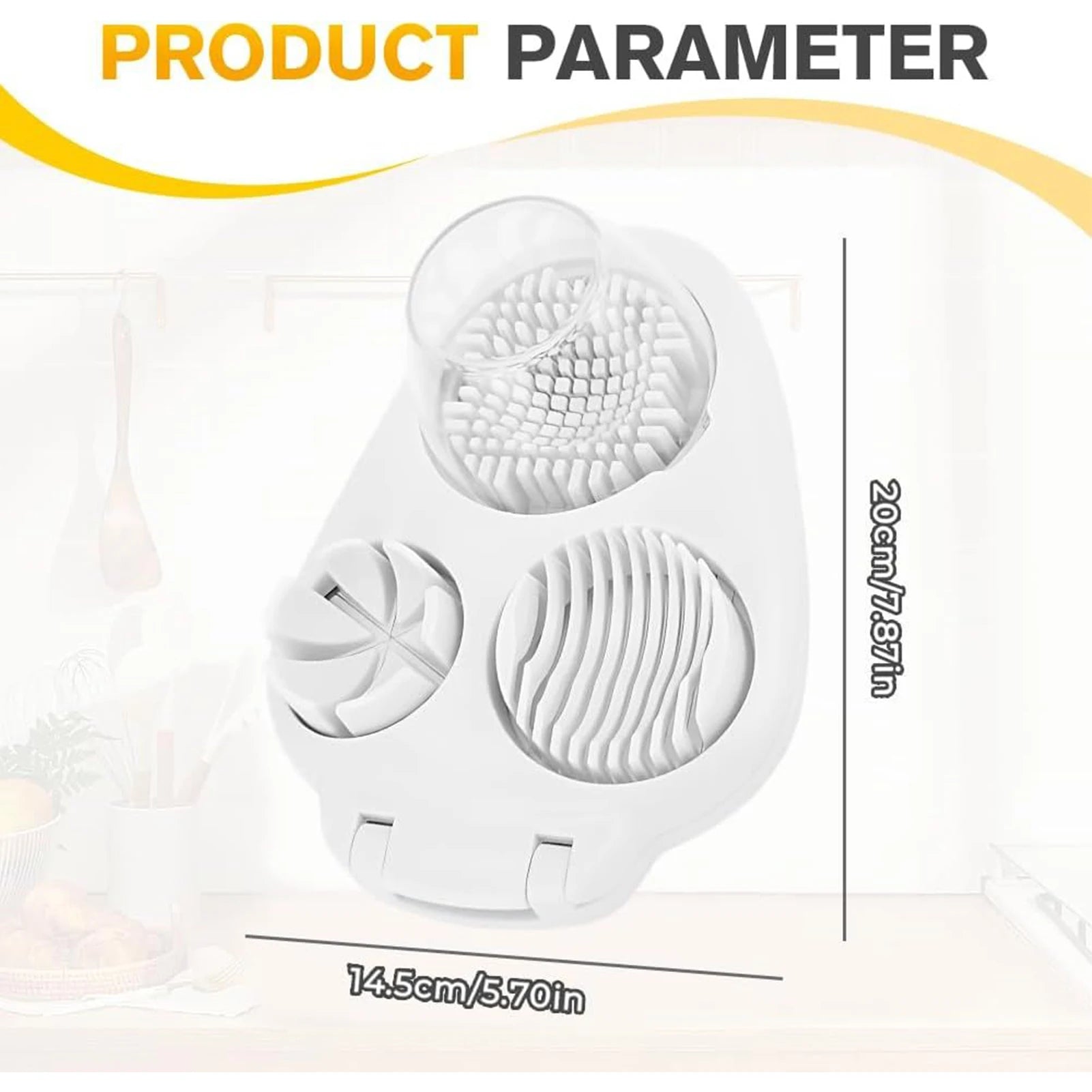 Eierschneider, 3-Wege-Schneider für gekochte Eier, Edelstahldraht, Multifunktions-Küchenmaschine, Küchenzerkleinerer, Werkzeug mit Behälter