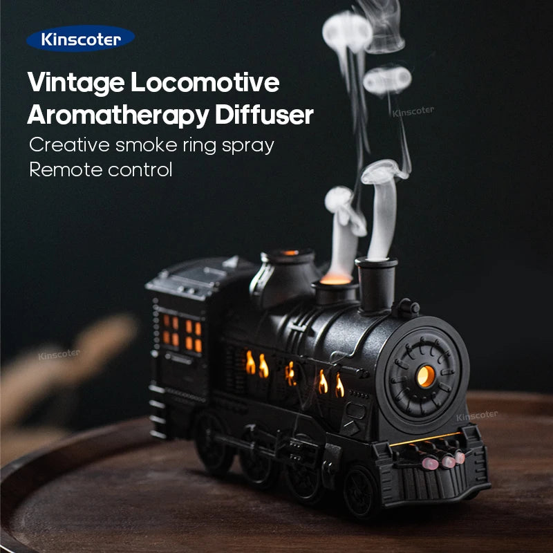 Kreativer Vintage-Zug-Lokomotive-Luftbefeuchter, Aroma-Diffusor, Sprühgerät mit Quallen-Rauchring für die Aromatherapie mit ätherischen Ölen