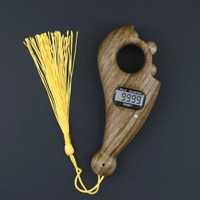 Holz-Fingerzähler Tasbih – 0–9999, Stummschaltung, Automatische Abschaltung | Mahagoni, Rosenholz & Nanmu | SHENGMEIYU