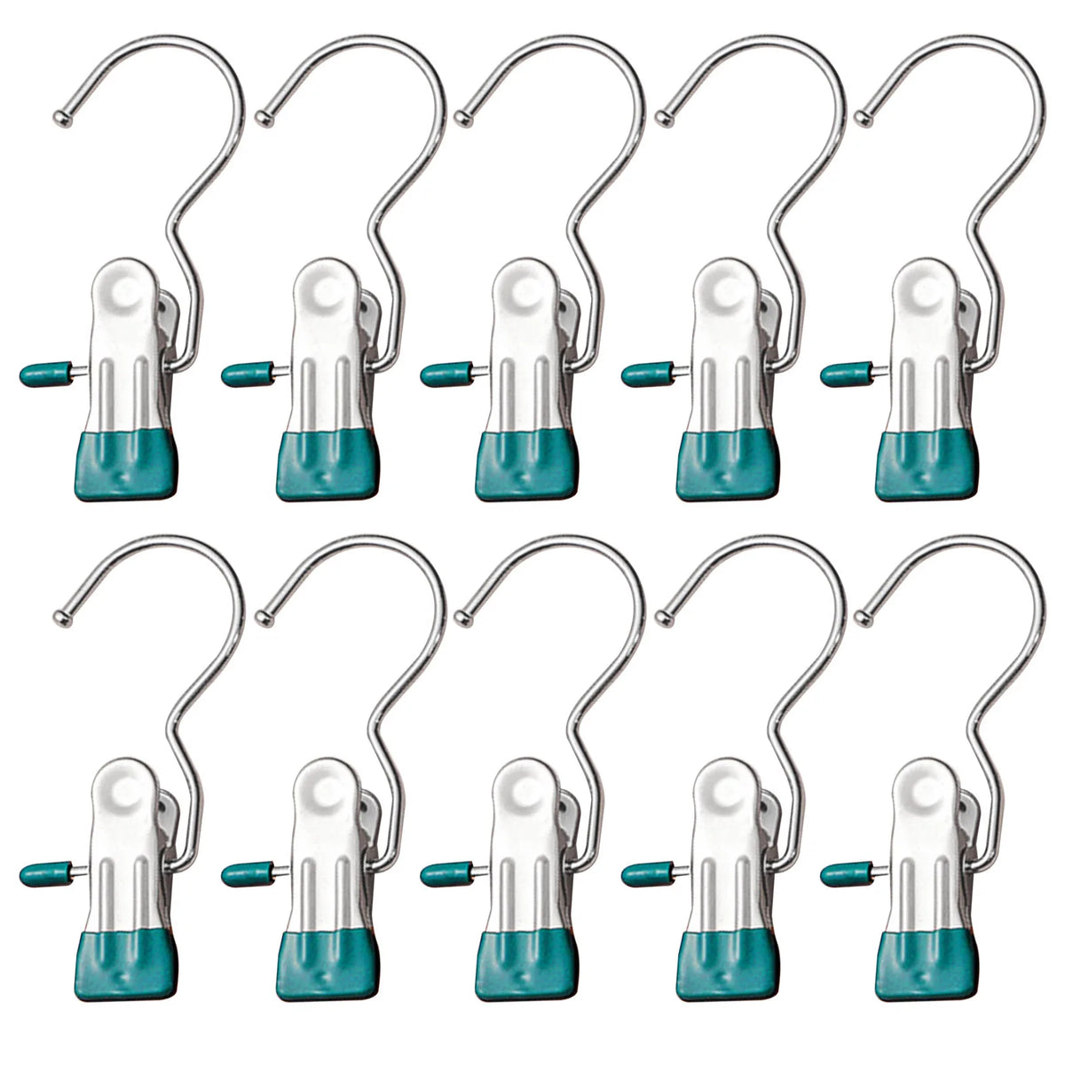 Edelstahl-Wäscheklammern mit Haken (10 Stück) – Kleidungsclips für Kleiderbügel & Schrank