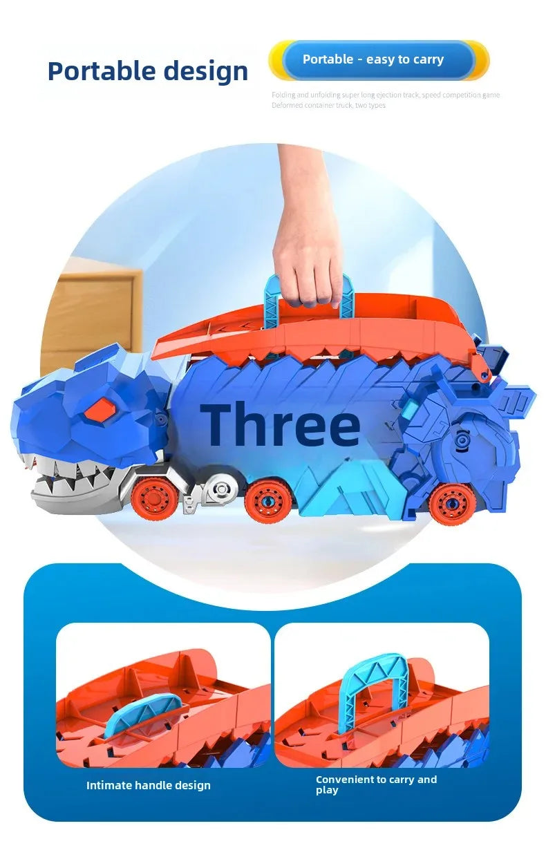 Großer neuer Dinosaurier, der Autos pielzeug isst, transformierbare Lager trägheit gleitendes Auto für Kinder intelligente Motorrad fans