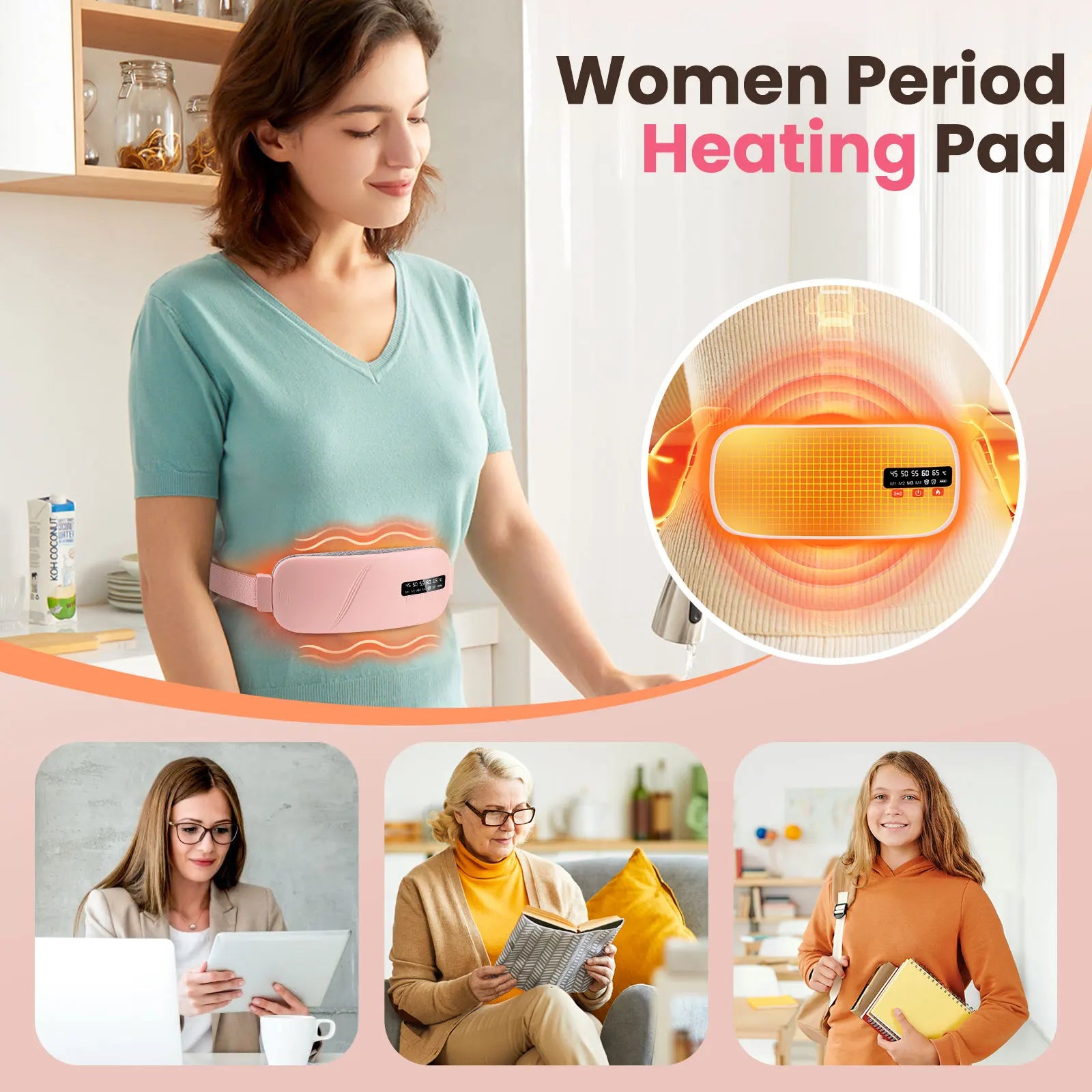 Elektrischer Massagegürtel gegen Periodenkrämpfe – Wärme & Vibration