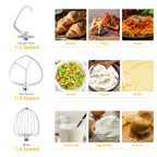 BioloMix Küchen-Lebensmittel-Standmixer, Mixer, leiser Motor, Sahne-Ei-Schneebesen, Peitsche, Teigkneter, 6 Geschwindigkeiten, 1200 W, 6 l, DC