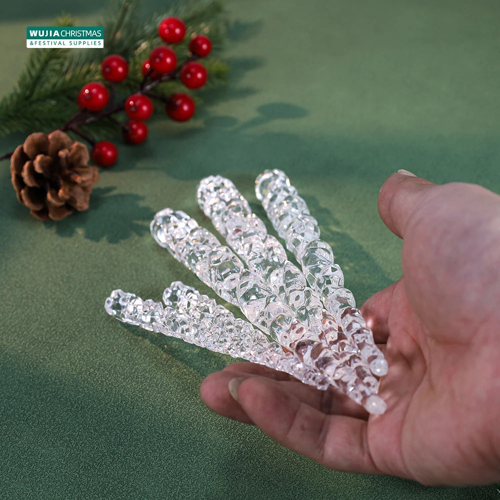 10 stücke Weihnachten Dekoration Acryl Klar eiszapfen Simulation Eis Weihnachten Baum Hängende Ornamente Winter Party Neue Jahr Decor Liefert