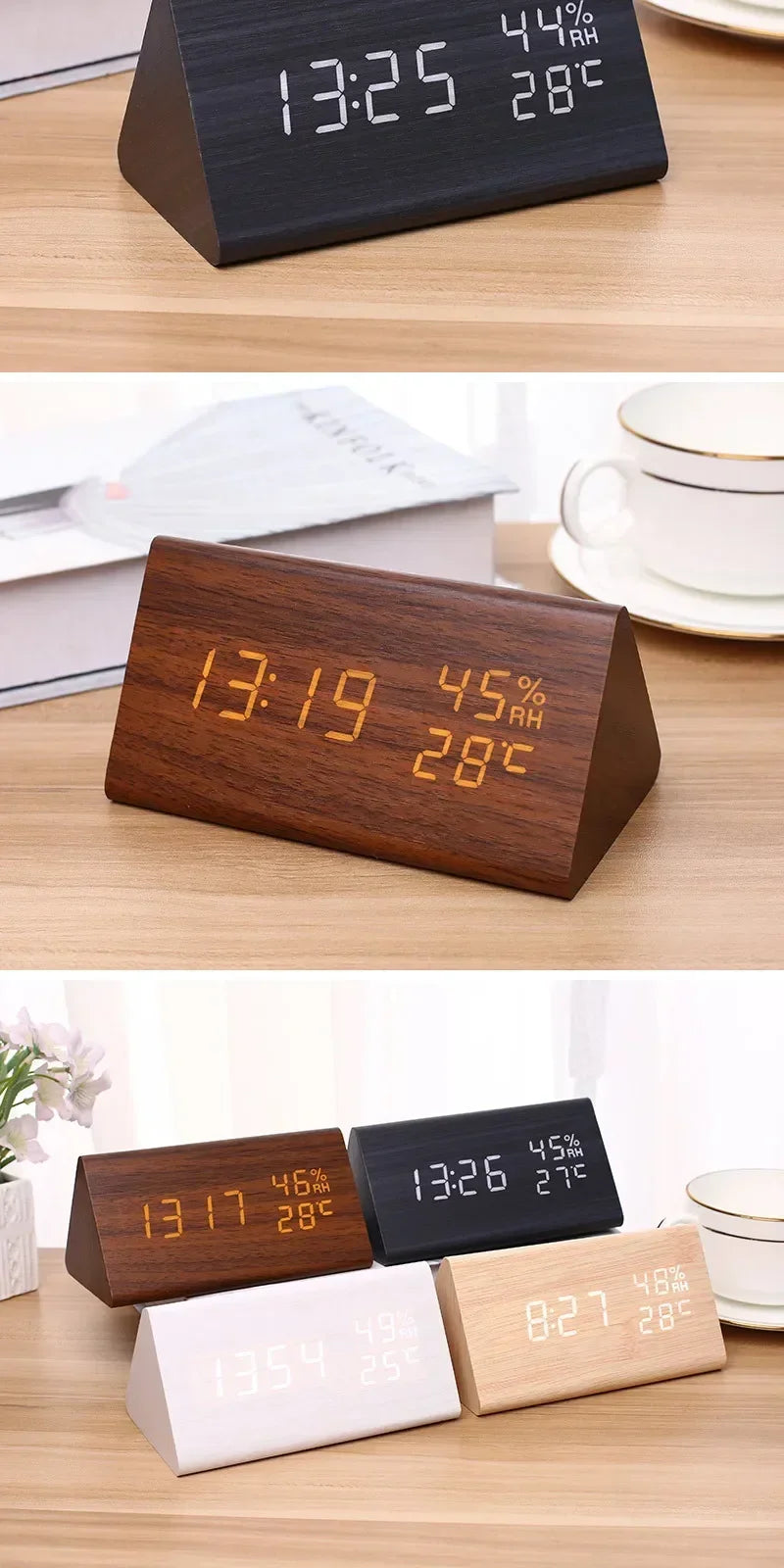 Réveil LED pour étudiant, horloge murale simple, affichage de la température, contrôle du son, horloge de table, bureau, décoration d'intérieur, jardin