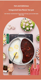 Doppelter Hot Pot aus Edelstahl 316, unterteilt, für chinesische Suppen, 32/34 cm, Induktionskochfeld