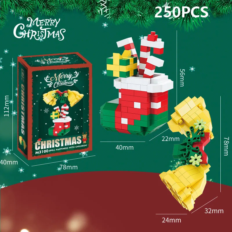 Weihnachtsgeschenke Micro Baustein DIY Domino Spiel Weihnachtsmann Rentier Urlaub Puzzle Montage Ziegel Tischdekoration Spielzeug