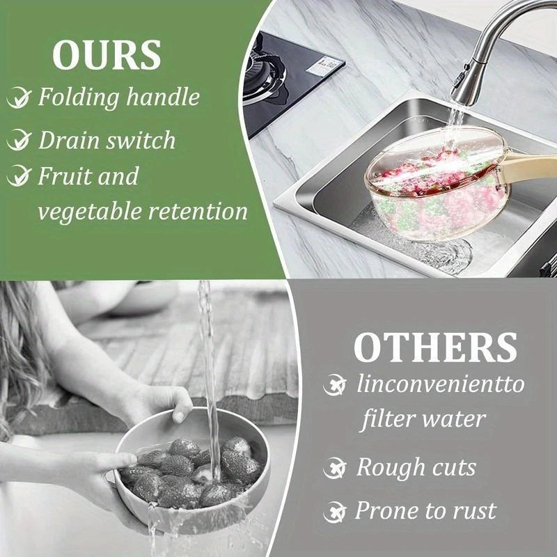 Multifunktionaler Abflusskorb für Obst und Gemüse, Waschsieb, Korb mit Deckel, Lebensmittelfrisch, Organizer, Aufbewahrungsbox, Küchenhelfer